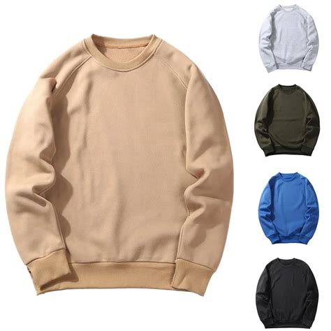 Nibesser 2018 Autumn Mens Sweatshirt No Hood Men Thin Fleece Solid