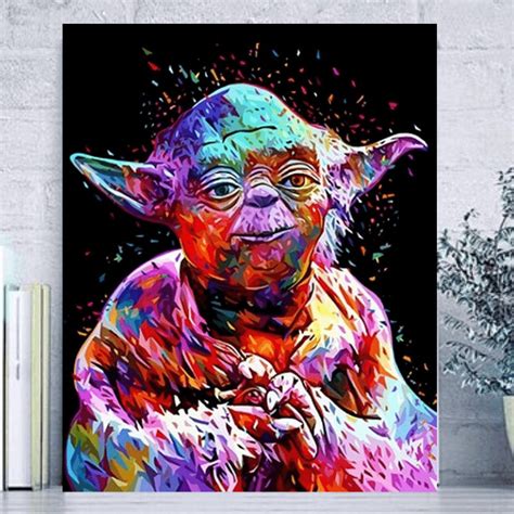 Star Wars Paint By Numbers Kit Yoda Painting Diy Paint By Etsy
