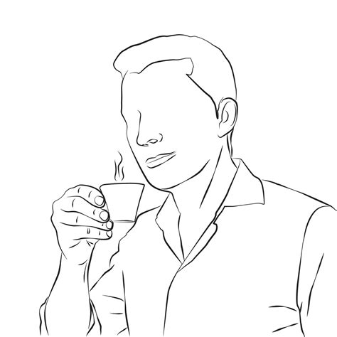 Sketch Of A Man Drinking Coffee 6339667 Vector Art At Vecteezy