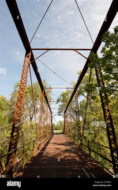 An Abandoned One Lane County Road And Steel Truss Bridge Over The San