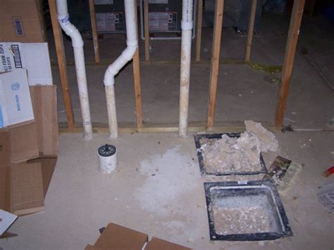 Then, install the membrane over the mortar bed (and over the drain base) and. Basement Rough-in plumbing | Plumbing, Shower drains ...