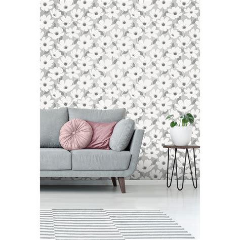 Fd42573 Mia Silver Floral Wallpaper By Fine Décor