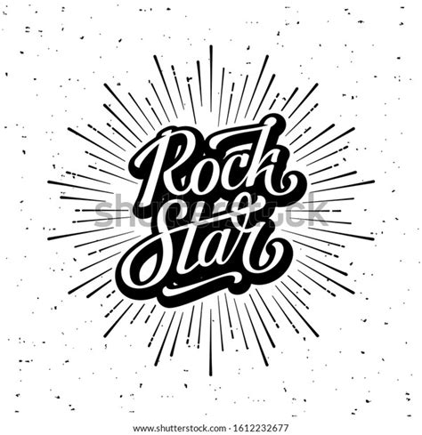 Rock Star Lettering Monochrome Hipster Vintage Stock Vector Royalty