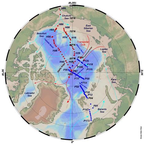 Map Of Arctic Ocean And Major Circulation Patterns With Station