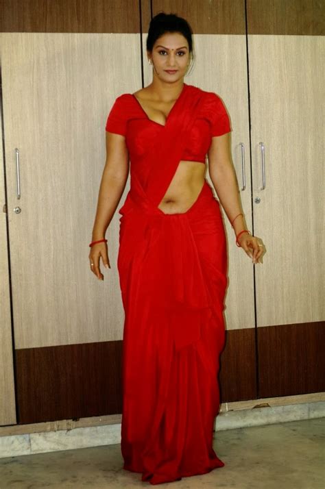Actress Apoorva Hot Navel Show In Red Saree Photo Gallery Movieezreel
