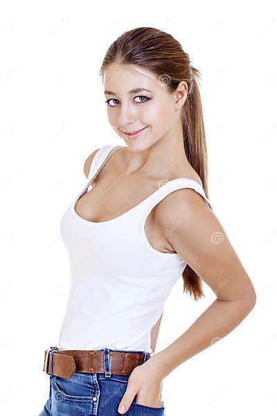 Beautiful Cheerful Teen Girl In Blue Jean Shorts Stock Image Image Of Adult Cloth 52437195
