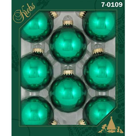 2 58 Emerald Green Seamless Glass Ball Christmas Ornament 8 Pieces By