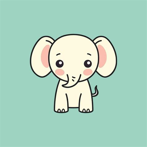 This Cute Kawaii Elephant Illustration Is Perfect For Any Project That