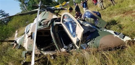 The helicopters rotor struck a cable causing the aircraft to crash. Helicopter crash: SANDF warns against fake news