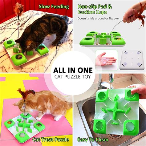 Aqluming Cat Puzzle Feeder Cat Treat Toy Cat Slow Feeder Food