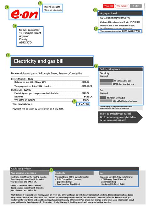 Eon Energy Gas And Electricity Bill Explained Free Price Compare