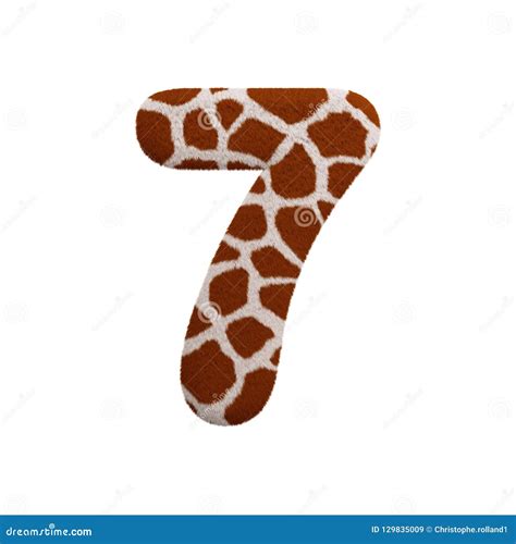 Giraffe Number 7 3d Fur Digit Safari Wildlife Or Africa Concept