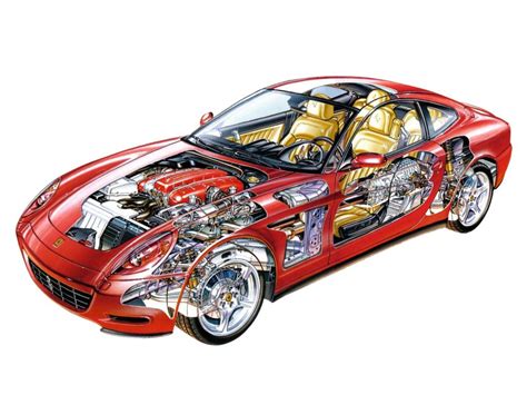 Ferrari Scaglietti Cutaway Drawing In High Quality