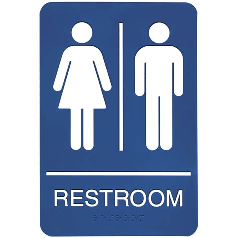 Unisex bathrooms can indicate their status with this printable sign featuring a toilet icon. ADA Compliant Unisex Restroom Sign, Blue