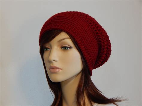 Color Choices Crimson Red Slouch Hat Deep Red Slouchy Etsy