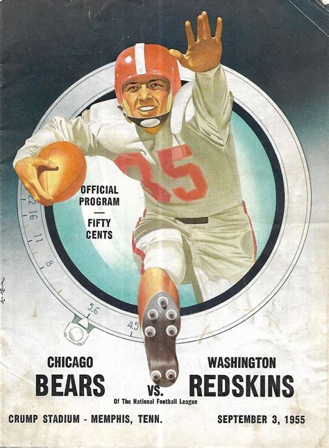 Chicago Bears Vs Washington Redskins September 3 1955 Sportspaper
