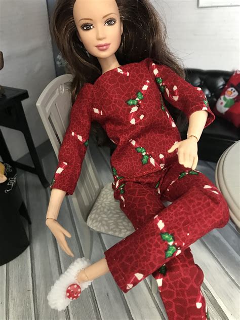 Barbie Doll Size Pajamas Christmas Candy Canes Etsy Christmas Pajamas Christmas Candy Cane
