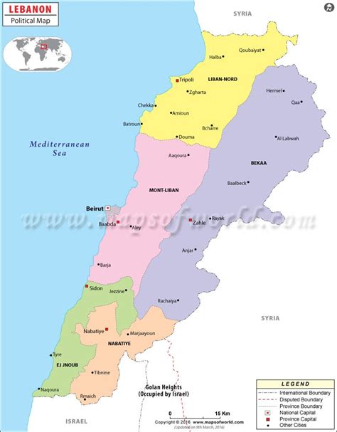 Political Map Of Lebanon Lebanon Governorates Map