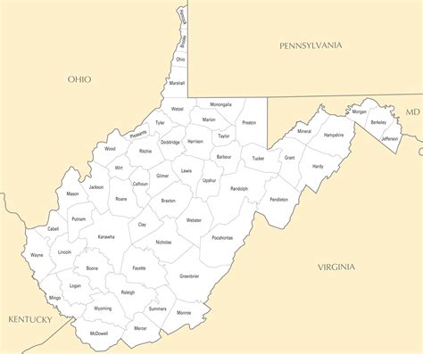 West Virginia County Map •
