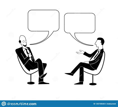 Two Men Dialog Vector Outline Image Stock Vector Illustration Of