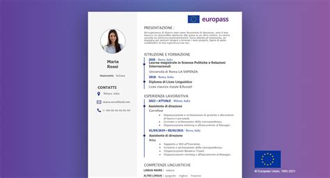 Europass Curriculum Vitae Europeo Template For U