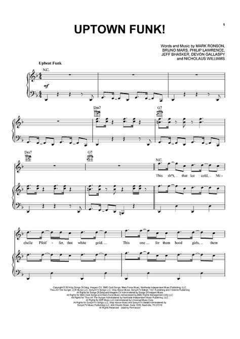 Uptown Funk Sheet Music By Mark Ronson Mark Ronson Uptown Funk And