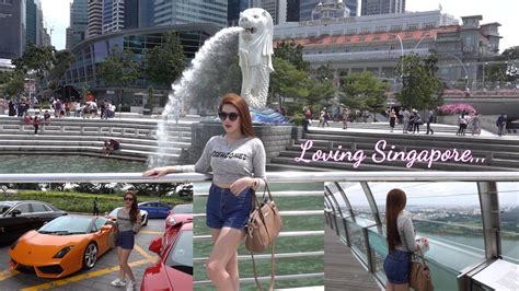 Beautiful Filipina Went To Singapore And Rode A Ferrari Marina Bay Sand Merlion Park And City