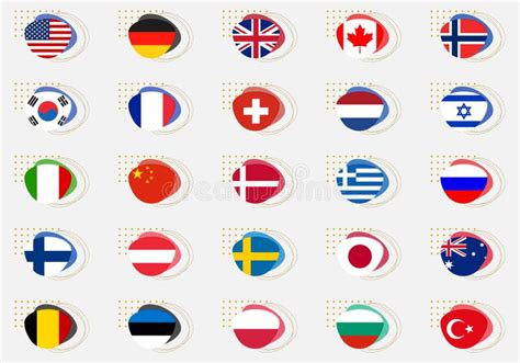 Flag Icon Set National Flags Of The World With Abstract Background And