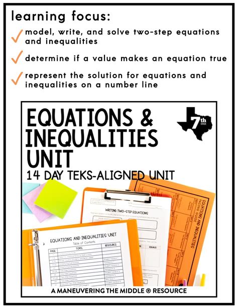 Equations And Inequalities Unit 7th Grade Teks Maneuvering The Middle