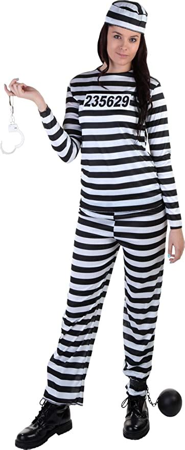 Adult Vintage Prisoner Costume Womens Striped Prison Costume Amazonca Clothing Shoes