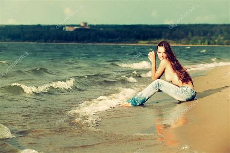 Topless Girl On Beach Stock Photo Zastavkin 42305209