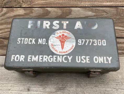 Vintage Us Army First Aid Kit Box Wwii Metal Mine Safety Appliances Co