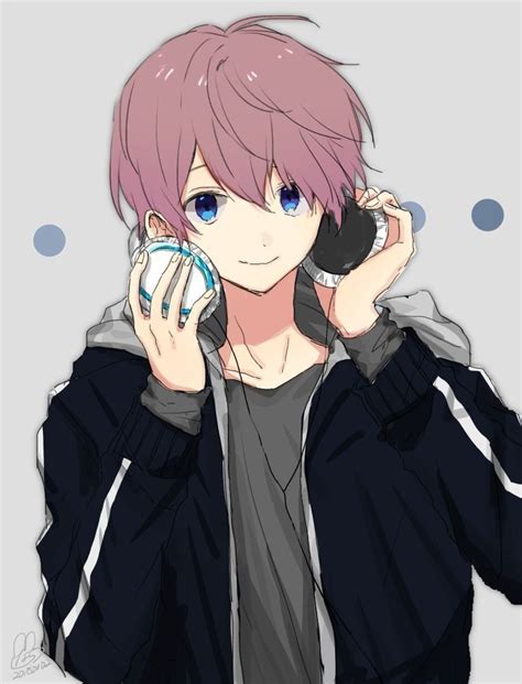 Red Cool Anime Boy With Headphones Anime Boy With Headphones Cute Anime