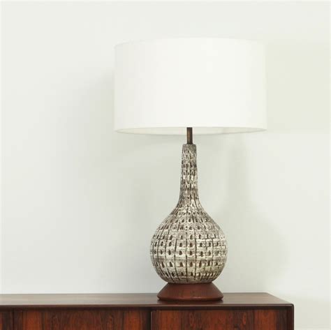 White ceramic table lamp by oddcroft crafted lamps lighting pepperfry product. Large Mid-century Glazed Ceramic Table Lamp, 1950s | #65559