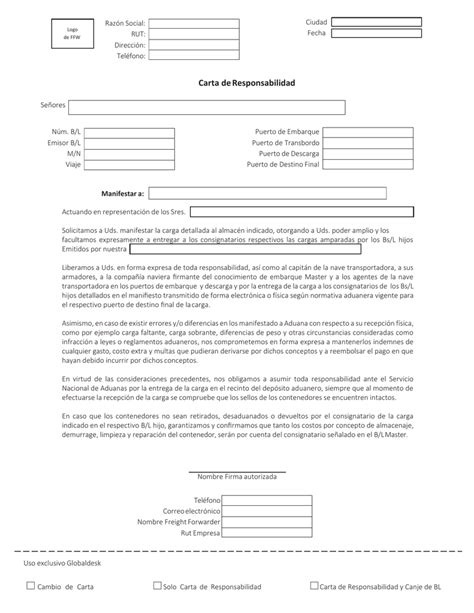 Modelo De Carta De Responsabilidad Vrogue