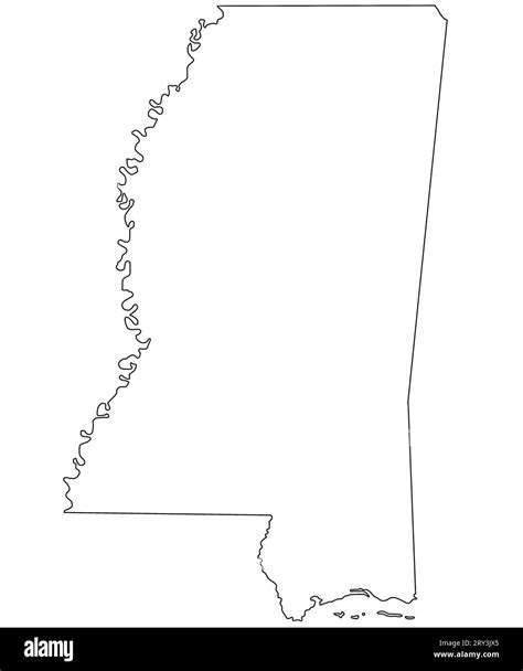 Outline Mississippi Map Isolated On White Background Administrative