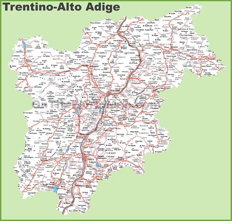 Grande Mappa Dettagliata Di Trentino Alto Adige Con Città
