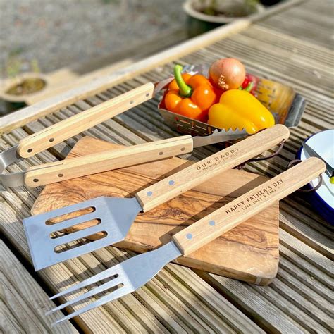 Personalised Wooden Bbq Tool Set By Bespoke And Oak Co