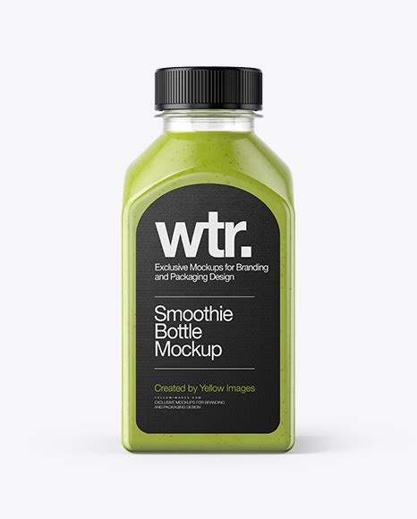 Download Square Orange Juice Bottle Mockup - Front View - Square Strawberry Smoothie Bottle Mockup ...