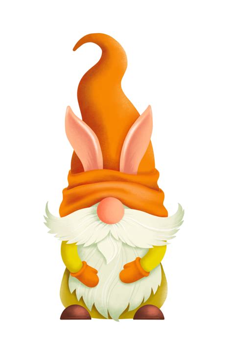 Gnome In A Bright Cap With A Long Gray Beard Easter Gnomes With Rabbit