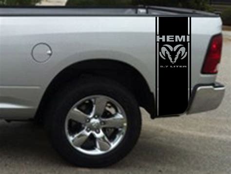 2 Hemi 5 7 Liter Ram Stripe Dodge Ram Truck Vinyl Decal Sticker1 In