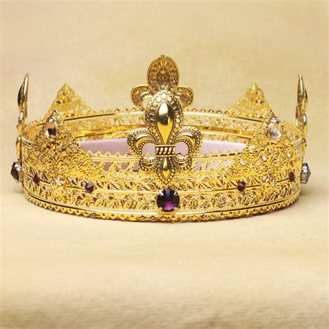 Male Crown Fleur De Lis Crown King Crown Medieval Crown Etsy