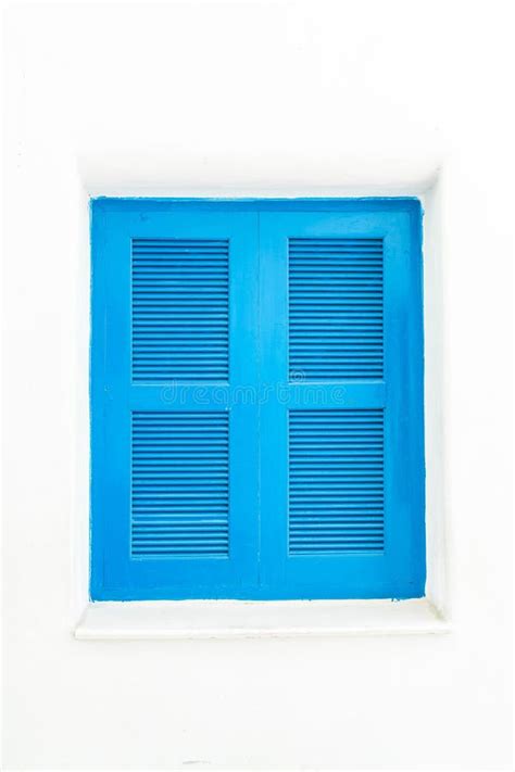 Blue Window With White Wall Stock Photo Image Of Door Style 97650922