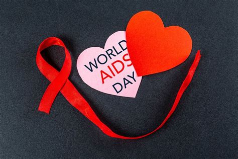 Aids Awareness Sign Red Ribbon World Aids Day Concept 1 December