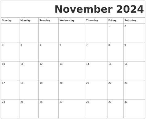 November 2024 Free Printable Calendar