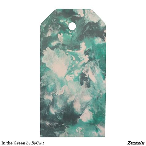In The Green Wooden Gift Tags Original Fluid Acrylic Abstract Painting