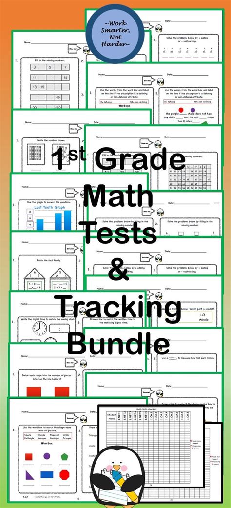 The 1st Grade Math Tests And Tracking Bundle Is Shown With Text
