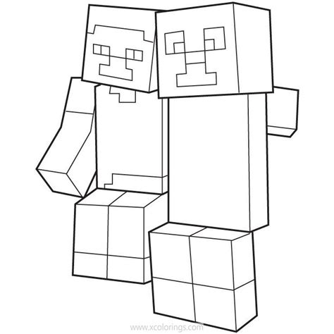 Minecraft Steve Coloring Pages With Diamond Sword