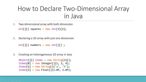 Example To Declare Two Dimensional Array In Java