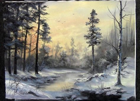 Paint With Kevin Winter Sunshine Bob Ross Paintings Landscape